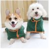 Pet Bath Towel For Dog & Cat; Microfiber Dog Bathrobe; Absorbent Cat Towel; Quick Dry Pet Bathrobe - Dark Green - XS