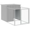 Dog House with Run Light Gray 43.3"x159.4"x43.3" Galvanized Steel - Gray