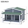 47.2 ' Large Wooden Dog House Outdoor;  Outdoor & Indoor Dog Crate;  Cabin Style;  With Porch;  2 Doors - Gray