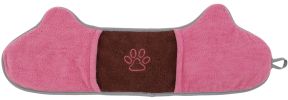 Pet Life 'Bryer' 2-in-1 Hand-Inserted Microfiber Pet Grooming Towel and Brush - Brown / Pink