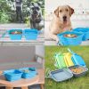 Silicone Collapsible Pet Bowl Double Portable Travel Bowl Equipped with Aluminum Hook Clip - green