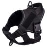 Dog Harness; large dog training tactical chest strap; K9 pet chest strap; vest type reflective dog rope; explosion-proof impulse traction - black - L