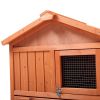 Large Wooden Rabbit Hutch Indoor and Outdoor Bunny Cage with a Removable Tray and a Waterproof Roof, Orange Red - as Pic