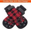 Chrismas Anti-Slip Dog Socks; Waterproof Paw Protectors with Reflective Straps Traction Control for Indoor & Outdoor Wear; 4pcs - Black dog claw - S (