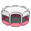 45" Portable Foldable 600D Oxford Cloth & Mesh Pet Playpen Fence with Eight Panels Pink - as picture