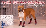 Chrismas Anti-Slip Dog Socks; Waterproof Paw Protectors with Reflective Straps Traction Control for Indoor & Outdoor Wear; 4pcs - red - S (4 sets)