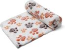 Pack of 2 Blankets Super Soft Fluffy Premium Fleece Pet Blanket Flannel Throw for Dog Puppy Cat Paw - White - Medium (Pack of 2)