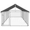 Outdoor Dog Kennel with Roof 236.2"x78.7"x59.1" - Silver