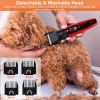 Pet Grooming Kit Rechargeable Cordless Dog Grooming Clippers Low Noise Electric Dog Trimmer Shaver Hair Cutter w/ 4 Guide Combs Scissors Oil - Hair Sh