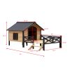 Outdoor Large Wooden Cabin House Style Wooden Dog Kennel with Porch - as Pic