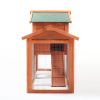 Large Wooden Rabbit Hutch Indoor and Outdoor Bunny Cage with a Removable Tray and a Waterproof Roof, Orange Red - as Pic