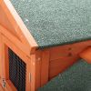 Large Wooden Rabbit Hutch Indoor and Outdoor Bunny Cage with a Removable Tray and a Waterproof Roof, Orange Red - as Pic