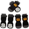 Chrismas Anti-Slip Dog Socks; Waterproof Paw Protectors with Reflective Straps Traction Control for Indoor & Outdoor Wear; 4pcs - Yellow dog claw - L