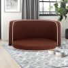 35" Brown Pet Sofa with Wooden Structure and Linen Goods White Roller Lines on the Edges Curved Appearance pet Sofa with Cushion - as Pic