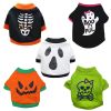 Halloween Pet Dog Holiday Pumpkin Skull Teddy Funny T-Shirt - S