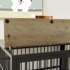 Furniture style dog crate wrought iron frame door with side openings, Grey, 38.4''W x 27.7''D x 30.2''H. - Grey