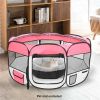 45" Portable Foldable 600D Oxford Cloth & Mesh Pet Playpen Fence with Eight Panels Pink - as picture