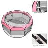 45" Portable Foldable 600D Oxford Cloth & Mesh Pet Playpen Fence with Eight Panels Pink - as picture