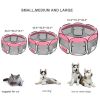 45" Portable Foldable 600D Oxford Cloth & Mesh Pet Playpen Fence with Eight Panels Pink - as picture