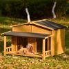 GO 47.2" Large Wooden Dog House Outdoor, Outdoor & Indoor Dog Crate, Cabin Style, With Porch, 2 Doors - as Pic