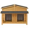 GO 47.2" Large Wooden Dog House Outdoor, Outdoor & Indoor Dog Crate, Cabin Style, With Porch, 2 Doors - as Pic