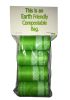 100% Compostable, Recyclable and Biodegradable Eco-Friendly Pet Waste Bags from Thermoplastic Starch - Dispenser and 2 Pack of Rolls - 4 Pack of Refil