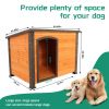 Dog House Outdoor & Indoor Heated Wooden Dog Kennel for Winter with Raised Feet Weatherproof for Large Dogs(Gold red and black) - as Pic