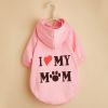 Pet Hoodie For Small & Medium Dogs; I Love My Mom Dog Hoodie Cat Shirts; Cute Pet Apparel - Pink - S