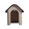 Dog House with Bowl for Small to Medium Breeds, Espresso, Beige - Espresso/Beige